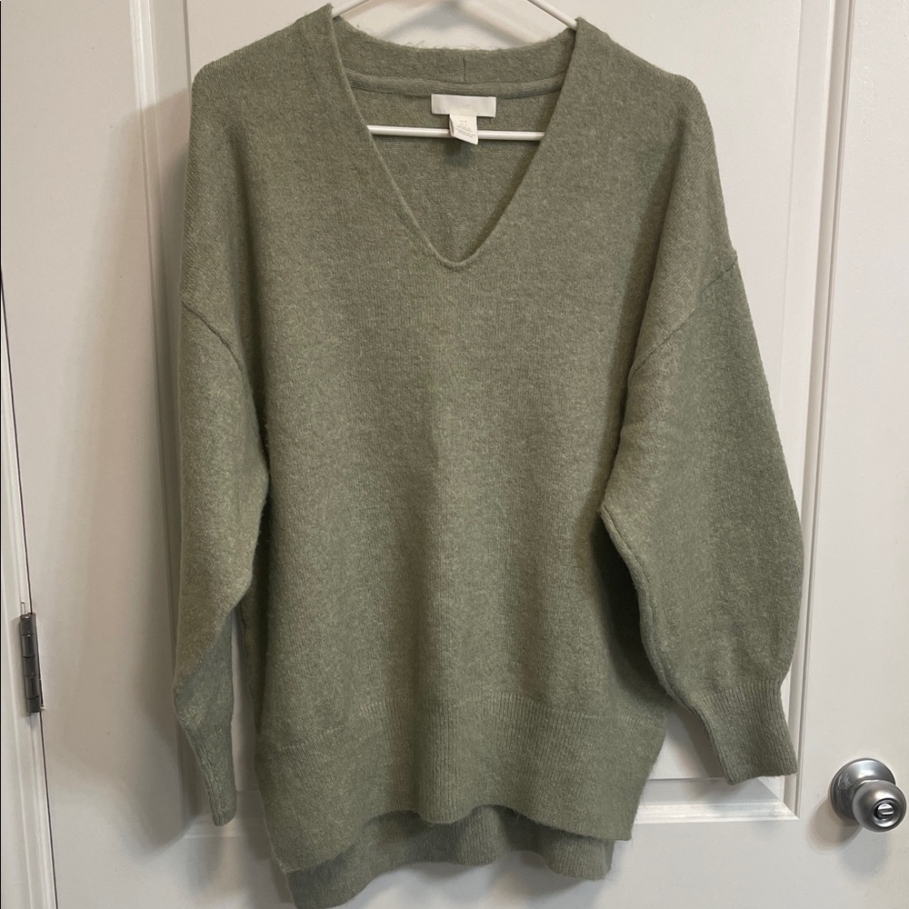Light Green V-Neck Women's Sweater